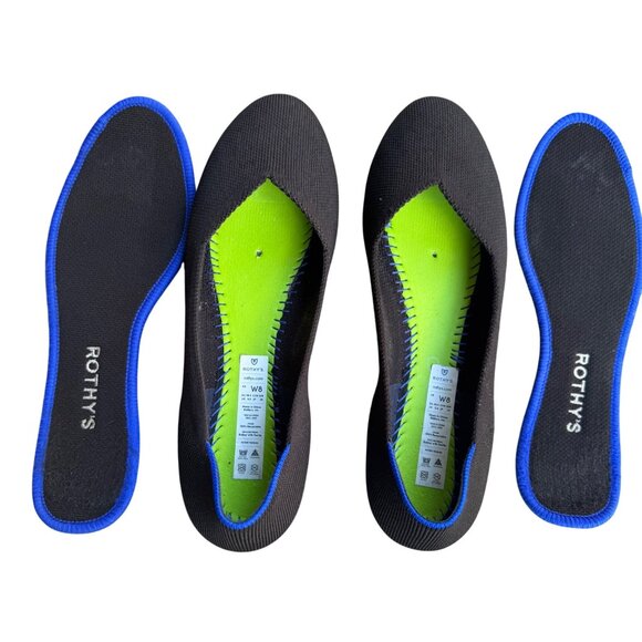 Rothys Women's Black & Blue Pointed Toe Flats W8 Eco-Friendly Recycled Textile - Picture 3 of 9